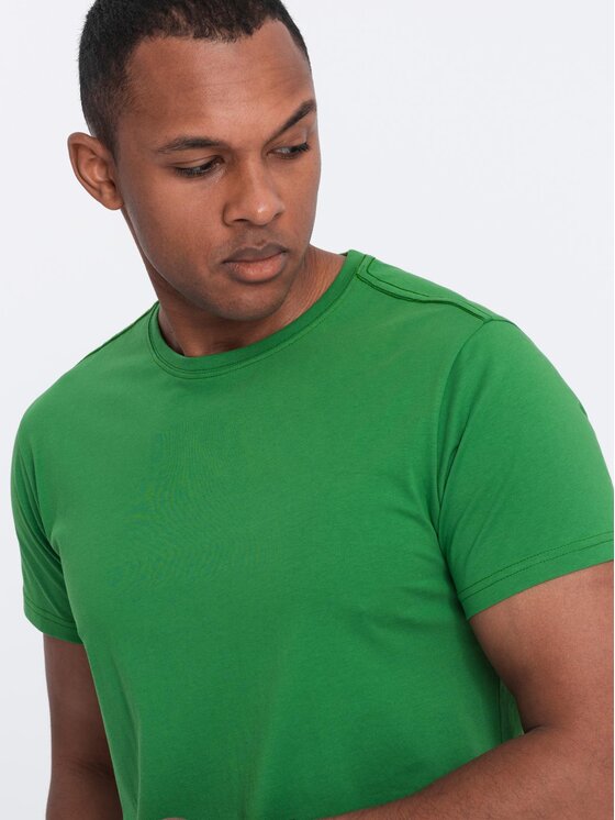 Ombre Ombre T-Shirt OM-TSBS-0146 Zielony Regular Fit