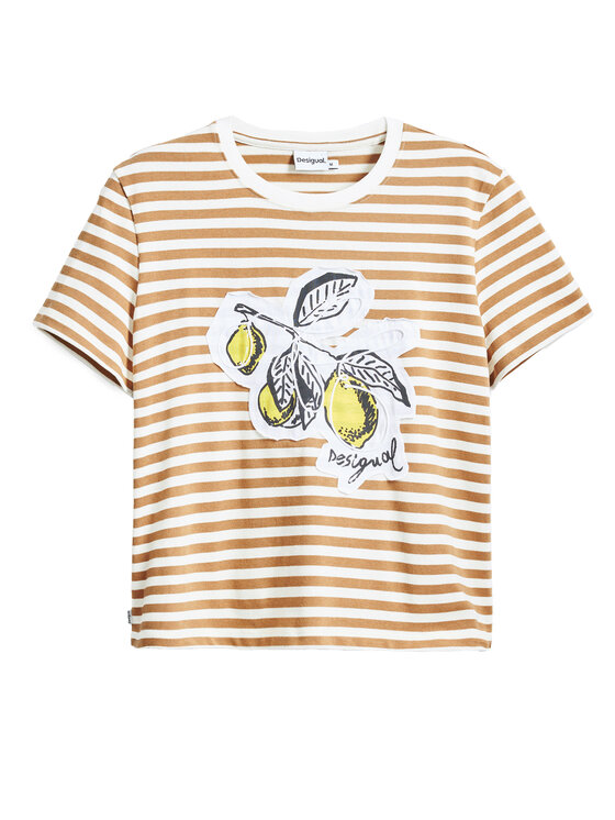 Desigual Desigual T-Shirt Lemon 25SWTKAE Μπεζ Regular Fit