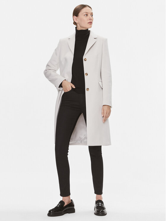 Calvin Klein Calvin Klein Wollmantel Essential K20K206877 Écru Regular Fit