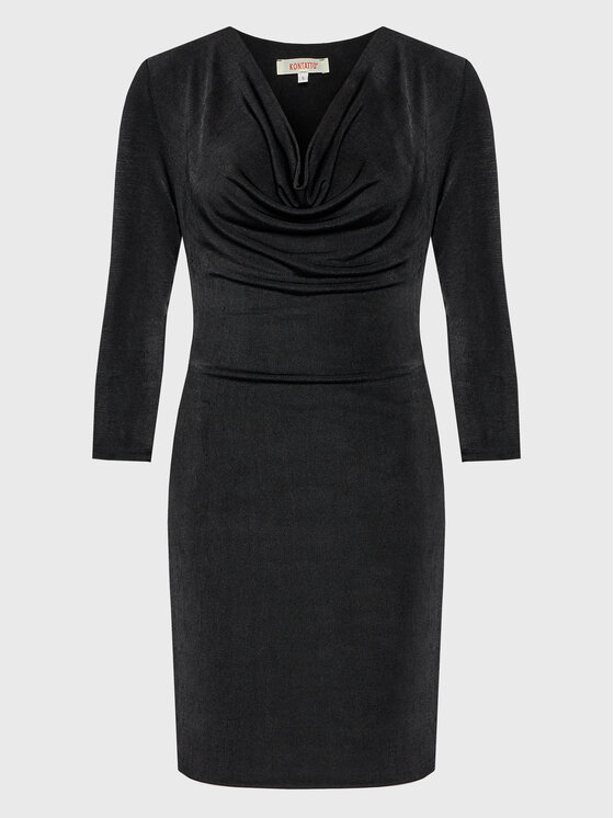 Kontatto Cocktail obleka M1526 Črna Slim Fit