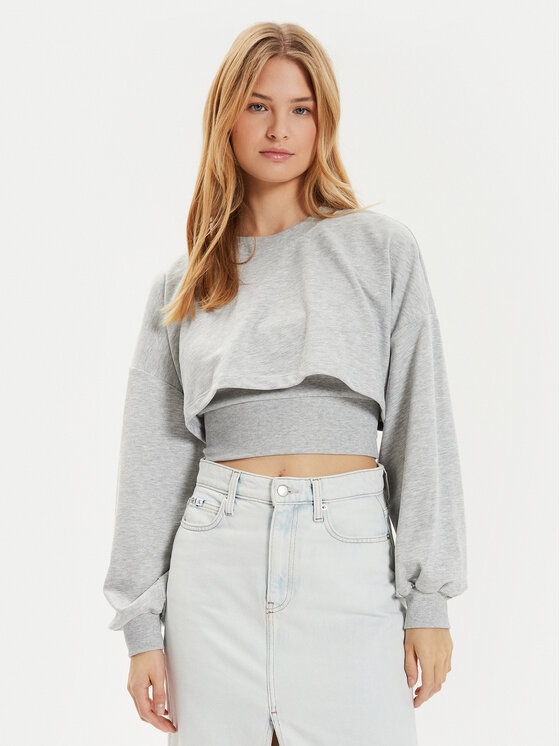 ONLY ONLY Mikina Britt 15312126 Šedá Cropped Fit