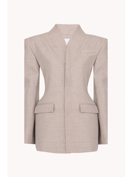Epuzer Epuzer Marynarka Peplum wool Beżowy Standard Fit