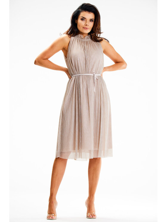 Awama Awama Večerné šaty A629 Béžová Basic Fit