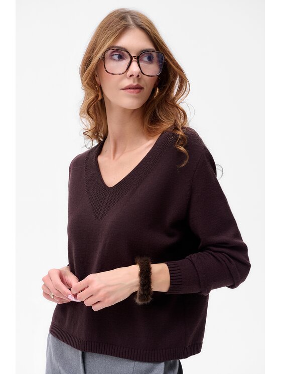 blue shadow blue shadow Sweter Qwin Brązowy Regular Fit