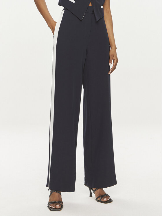 Maryley Maryley Kalhoty z materiálu 24EB583/04BL Tmavomodrá Relaxed Fit
