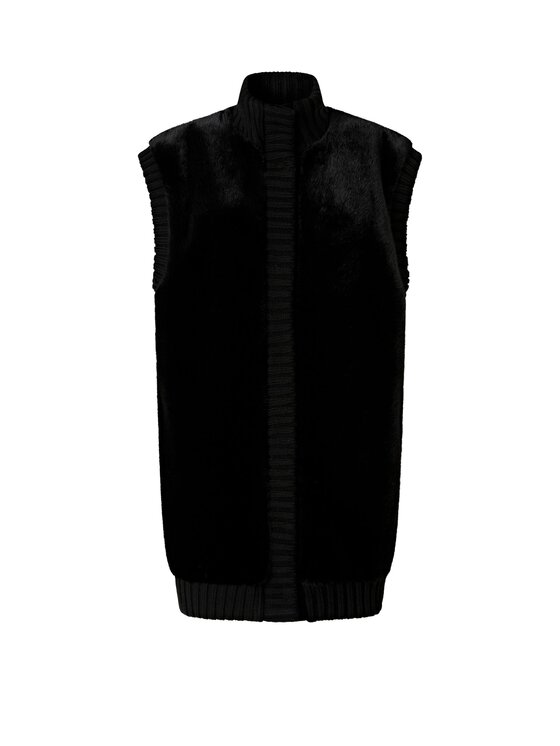 PINKO PINKO Kamizelka Genovese gilet similpelliccia Czarny Regular Fit