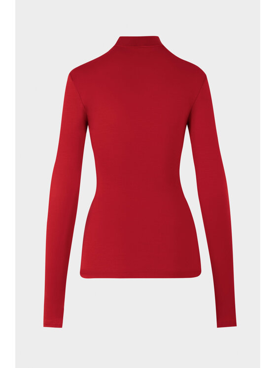 BENU BENU Bluzka Drapowana Czerwony Slim Fit