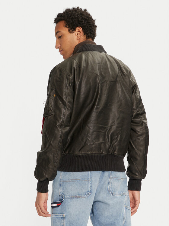 Alpha Industries Alpha Industries Μπουφάν από απομίμηση δέρματος 123106 Μαύρο Regular Fit