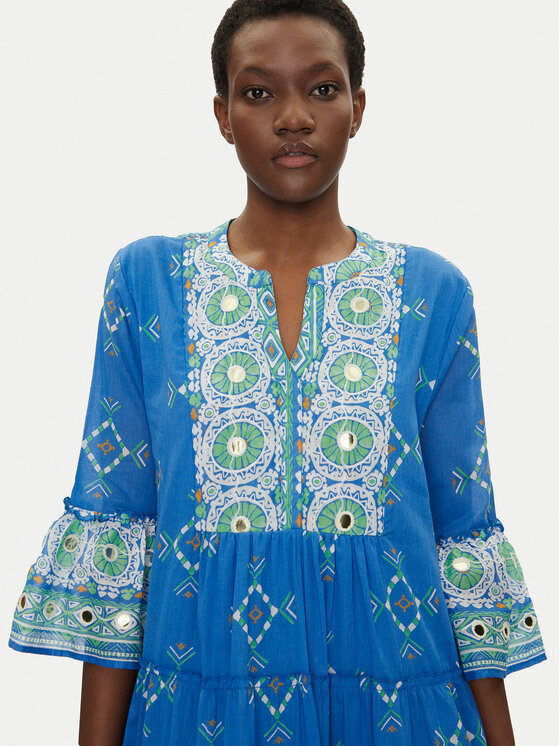 Iconique Iconique Rochie de vară IC25-091 Albastru Regular Fit