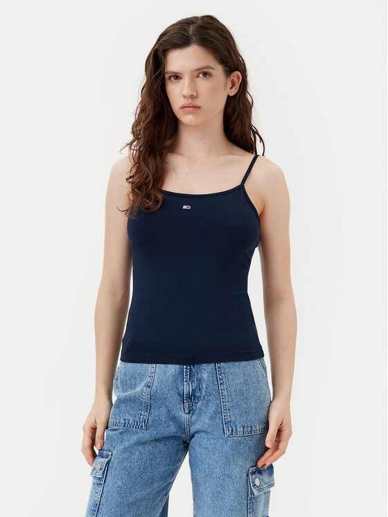 Tommy Jeans Tommy Jeans Топ Essential DW0DW20675 Cиній Slim Fit