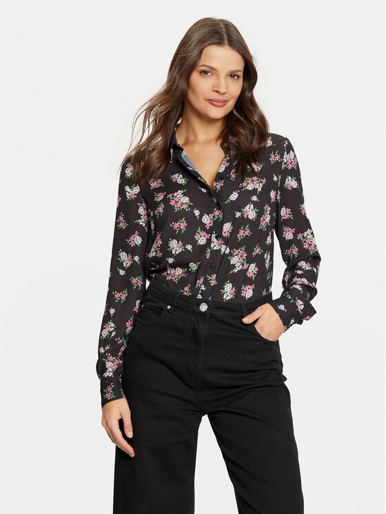 Guess Guess Cămașă W4BH56 WGLA2 Negru Comfort Fit