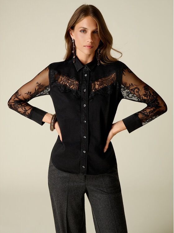 Oltre Oltre Koszula 5412R003291N033 Czarny Regular Fit