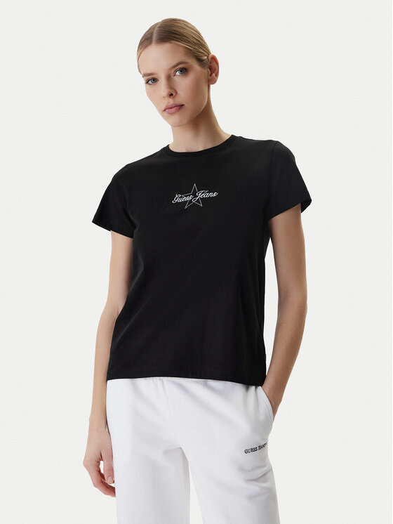 Guess Jeans Guess Jeans T-Shirt W6RI18 J1314 Μαύρο Regular Fit