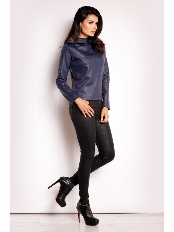 Infinite You Infinite You Blúzka M113 Tmavomodrá Basic Fit