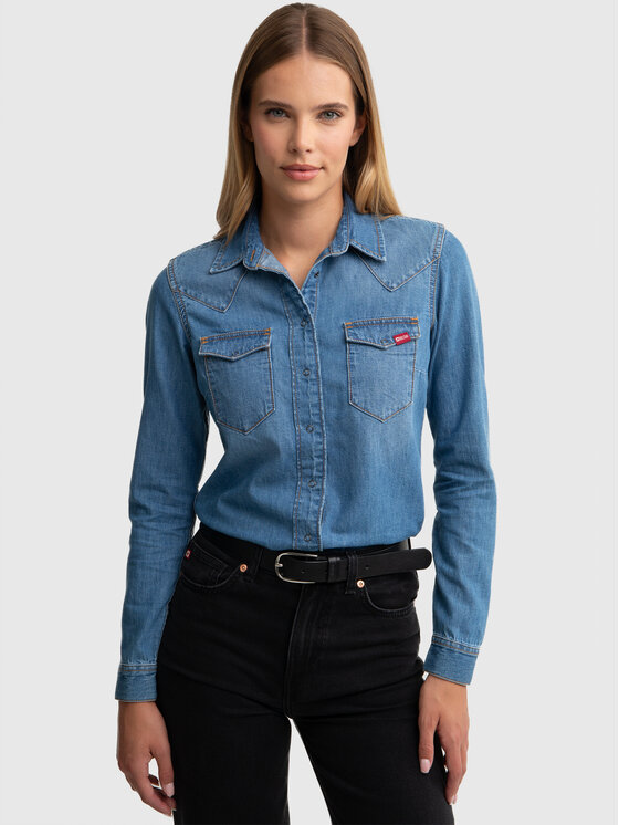 BIG STAR BIG STAR Koszula jeansowa NORRA Niebieski Slim Fit