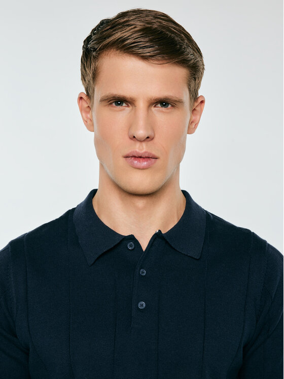 BIG STAR BIG STAR Sweter MATISON Granatowy Basic Fit