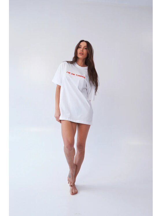 Chiara Wear Chiara Wear T-Shirt T-shirt bawełniany oversize TINDER Biały Oversize