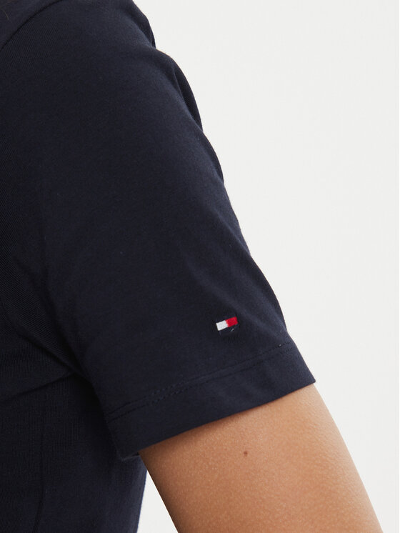 Tommy Hilfiger Tommy Hilfiger T-Shirt Script WW0WW43459 Tmavomodrá Regular Fit