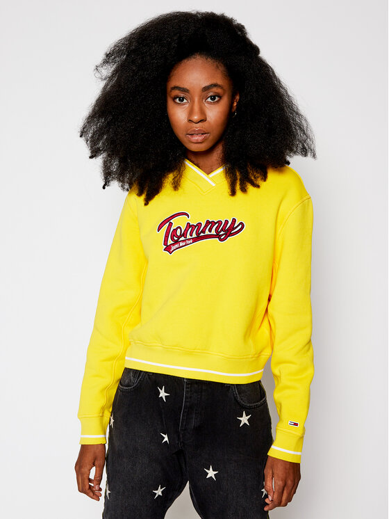 Tommy Jeans Felpa Tjw DW0DW08988 Giallo Cropped Fit • Modivo.it
