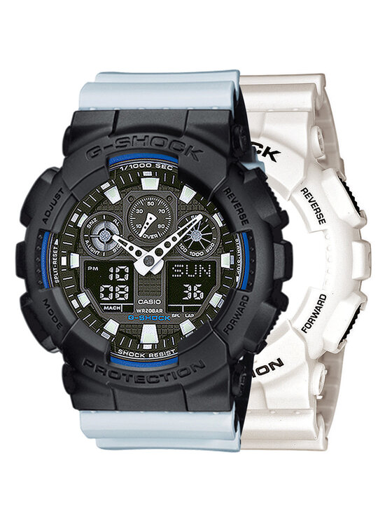 Casio Casio Zegarek SET GA-100B-7AER + BEZEL 10358741 + PASEK 10527469 Biały