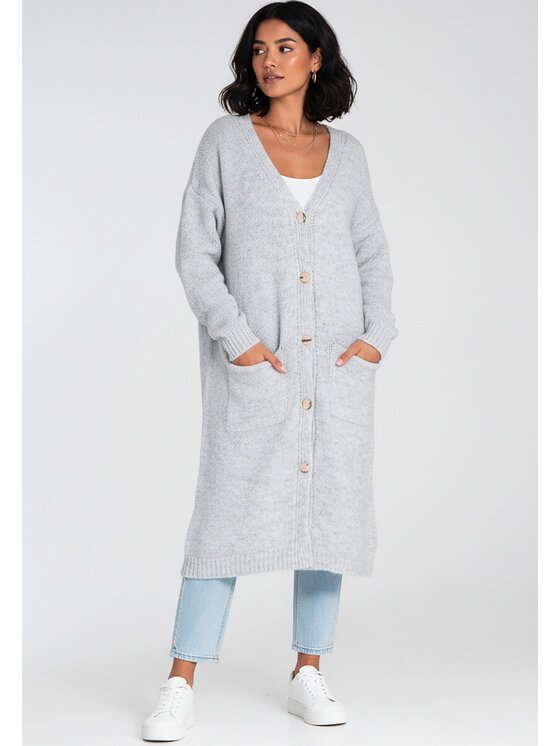 FIGL FIGL Kardigan M1237 Šedá Regular Fit