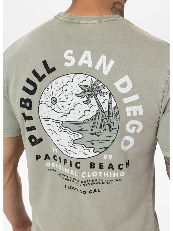 PITBULL PITBULL T-Shirt Koszulka męska Denim Washed PLANET SURF XL Szary Regular Fit