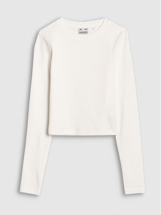 4F 4F Longsleeve 4FJWSS25TLONF430-11S Biały Slim Fit