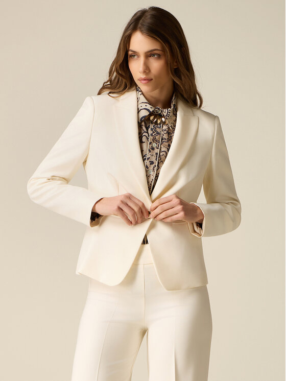 Oltre Oltre Marynarka Q047R004680N021 Biały Slim Fit