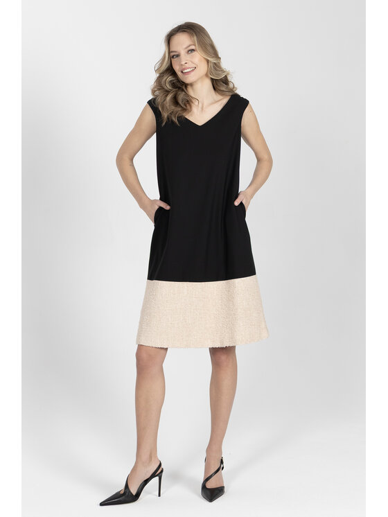 Deni Cler Milano Deni Cler Milano Sukienka dzianinowa W-DC-3240-F2-G1-91-1 Czarny Loose Fit
