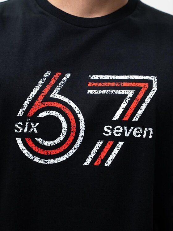MyStars MyStars T-Shirt Six Seven 67 viral koszulka na prezent 130638 Czarny Regular Fit