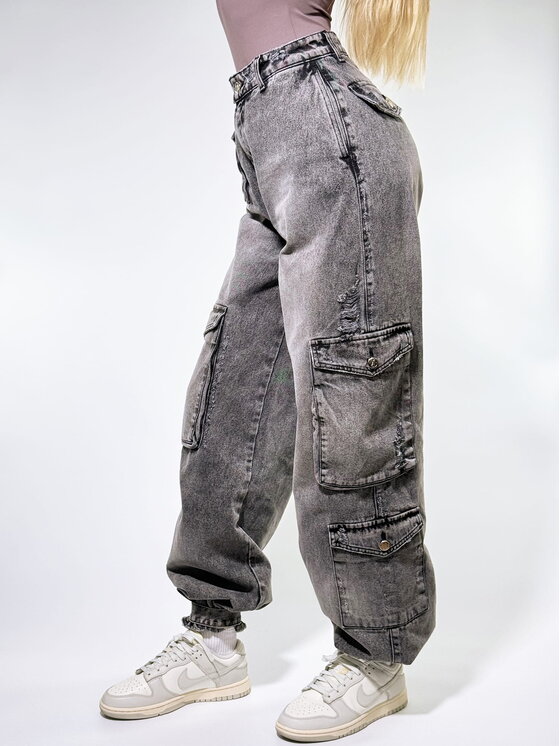 MissDenim MissDenim Spodnie damskie Baggy Szary Boyfriend Fit