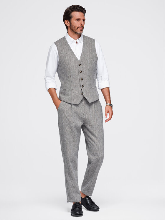 Ombre Ombre Spodnie materiałowe OM-PACP-0315 Brązowy jasny Regular Fit