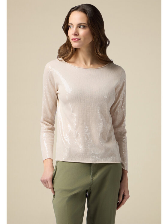 Oltre Oltre Cardigan M089J105027N002 Écru Slim Fit