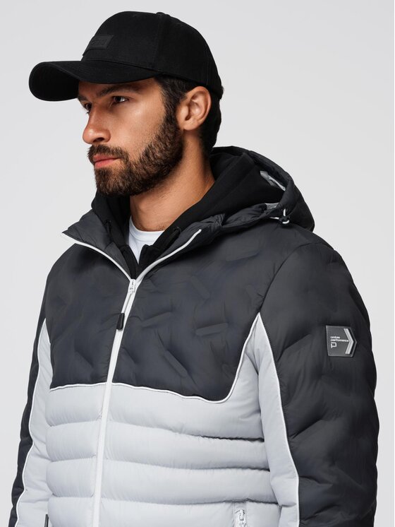 Ombre Ombre Kurtka zimowa OM-JALP-0206 Szary Active Fit