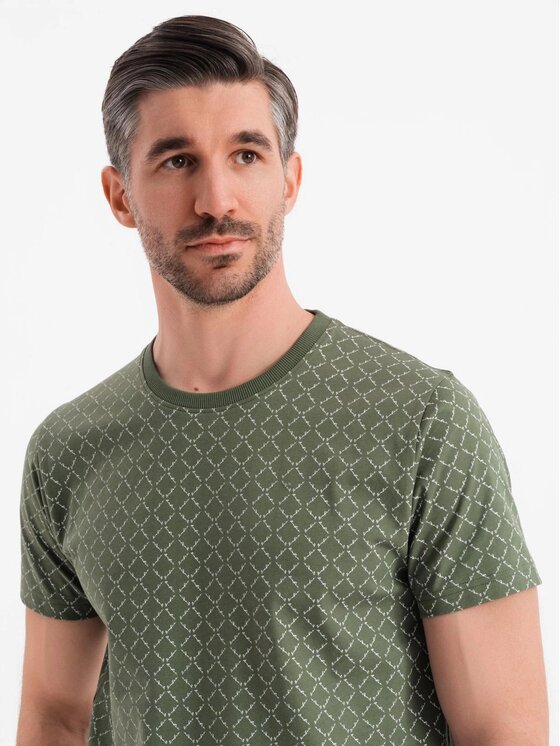 Ombre Ombre T-Shirt OM-TSFP-0250 Zielony Regular Fit