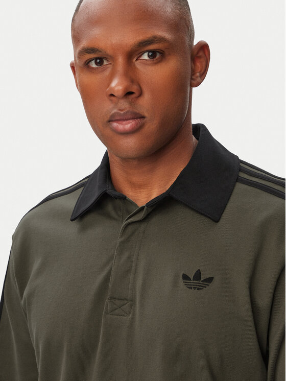 adidas adidas Mikina 3-Stripes Rugby Longsleeve Polo KE4113 Khaki Regular Fit