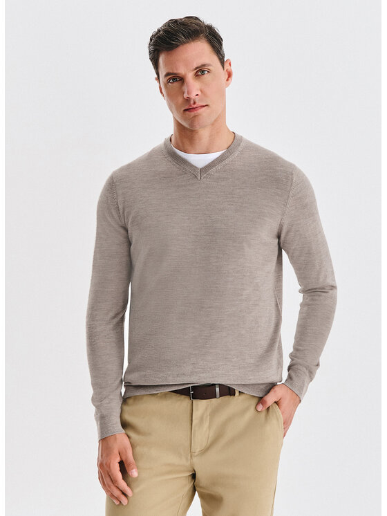 Pako Lorente Pako Lorente Sweter P25WP-2X-018 Beżowy Classic Fit