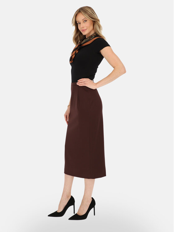 Potis & Verso Potis & Verso Spódnica midi Diana Brązowy Regular Fit