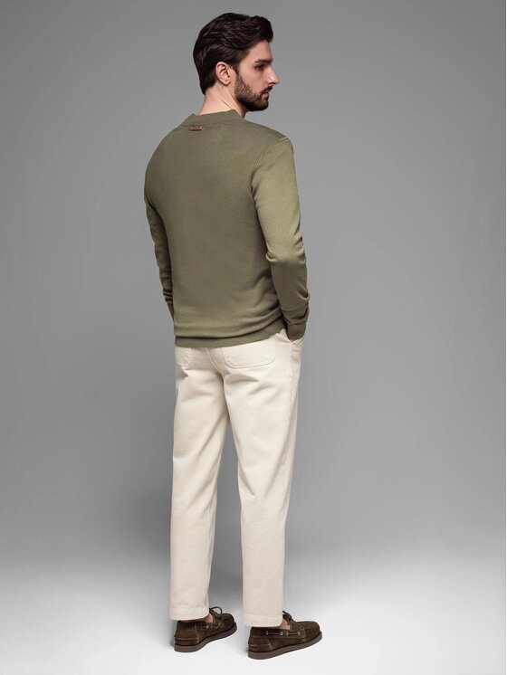 Ombre Ombre Sweter OM-SWZS-0124 Zielony Regular Fit