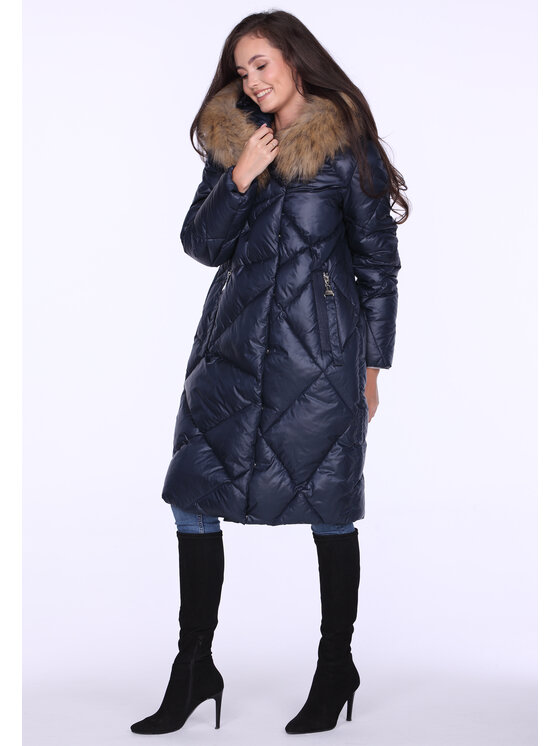 Perso Perso Kurtka damska BLH220039FXF Granatowy Regular Fit