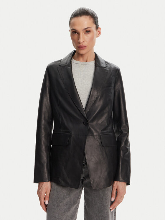 Serge Pariente Giacca di pelle Caprice Nero Slim Fit, taglia : L