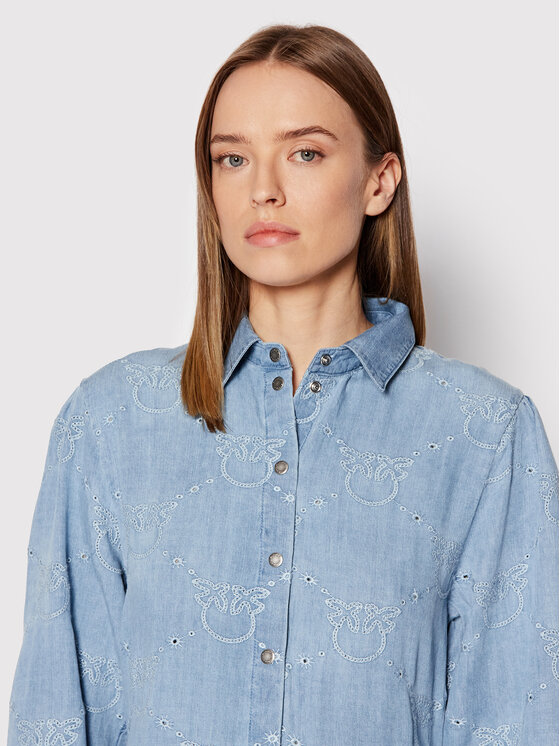 PINKO Pinko Sukienka koszulowa Distratta 1J10UV Y85P Błękitny Regular Fit
