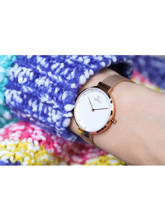 Obaku Obaku Zegarek V225LXVIMV Różowe złoto