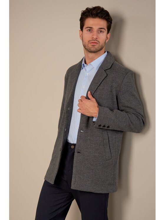 TeeShoppen TeeShoppen Płaszcz 'Basic Collection' Szary Regular Fit