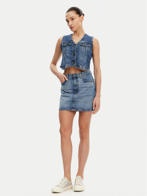 Guess Jeans Guess Jeans Fustă de blugi W5GD0Q D5M4A Albastru Regular Fit