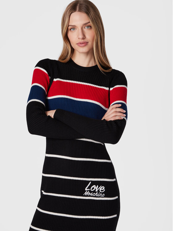 LOVE MOSCHINO LOVE MOSCHINO Трикотажна сукня WSE1611X 1148 Чорний Slim Fit