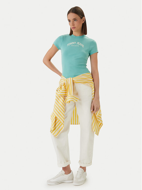 Tommy Jeans Tommy Jeans Majica DW0DW22302 Zelena Slim Fit