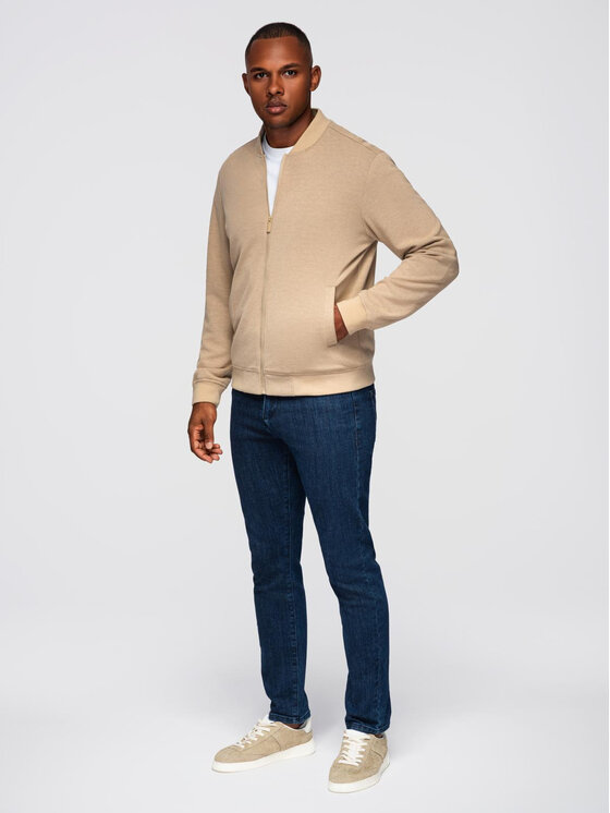 Ombre Ombre Kurtka bomber OM-JANP-0159 Beżowy Regular Fit