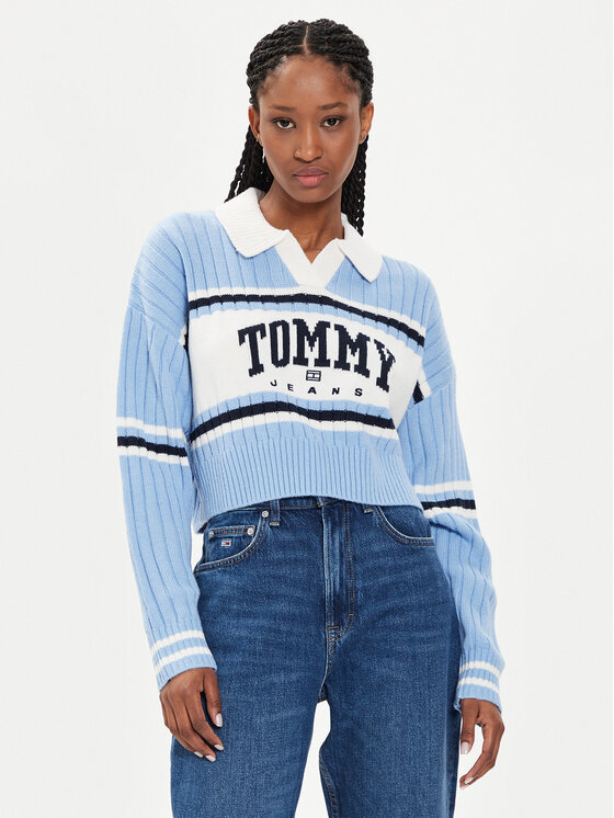 Tommy Jeans Džemperis Varsity DW0DW19235 Zils Relaxed Fit