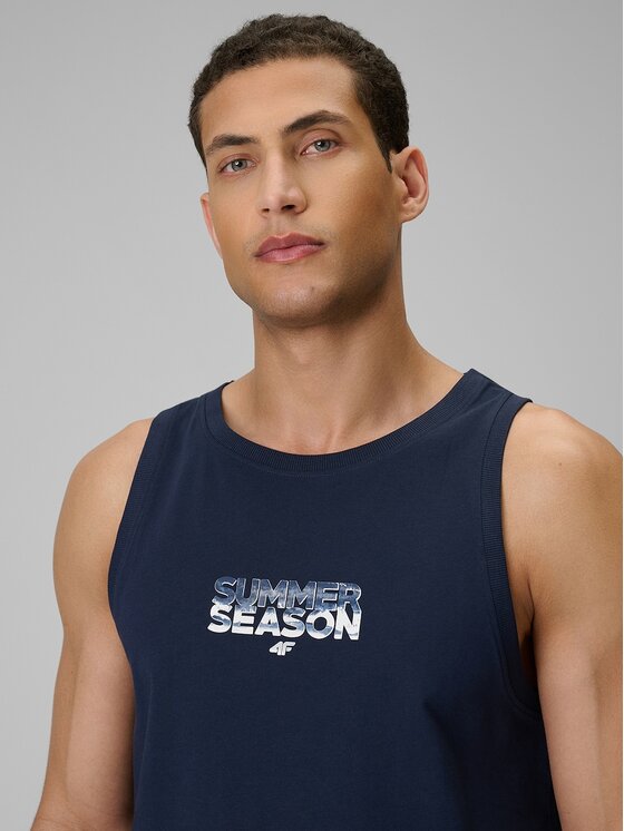 4F 4F Tank top 4FWSS26TSLEM249-31S Niebieski Regular Fit
